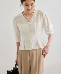 ROPE' / ロペ シャツ・ブラウス | 【洗える・羽織にもなる】Vネック5分袖パフスリーブブラウス