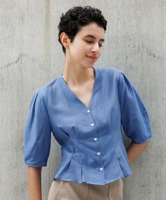 ROPE' / ロペ シャツ・ブラウス | 【洗える・羽織にもなる】Vネック5分袖パフスリーブブラウス