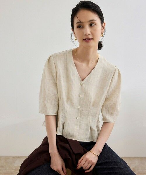 ROPE' / ロペ シャツ・ブラウス | 【洗える・羽織にもなる】Vネック5分袖パフスリーブブラウス | 詳細11