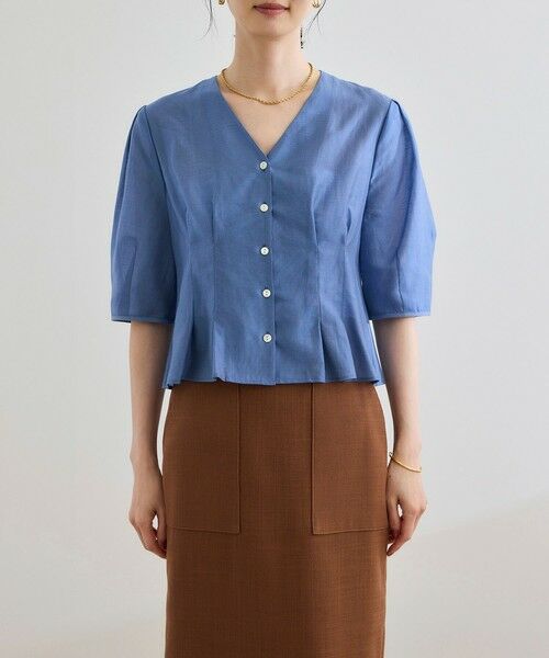 ROPE' / ロペ シャツ・ブラウス | 【洗える・羽織にもなる】Vネック5分袖パフスリーブブラウス | 詳細13