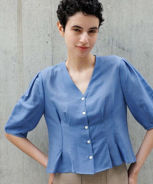 ROPE' / ロペ シャツ・ブラウス | 【洗える・羽織にもなる】Vネック5分袖パフスリーブブラウス | 詳細2