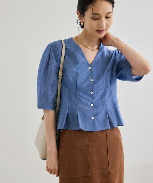 ROPE' / ロペ シャツ・ブラウス | 【洗える・羽織にもなる】Vネック5分袖パフスリーブブラウス | 詳細24