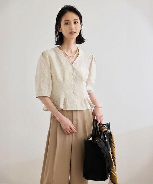 ROPE' / ロペ シャツ・ブラウス | 【洗える・羽織にもなる】Vネック5分袖パフスリーブブラウス | 詳細26