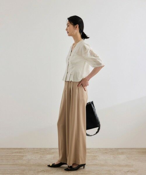 ROPE' / ロペ シャツ・ブラウス | 【洗える・羽織にもなる】Vネック5分袖パフスリーブブラウス | 詳細6