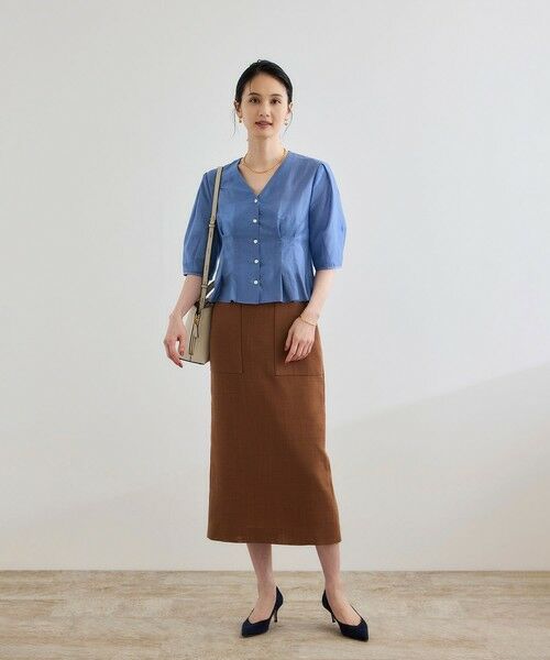 ROPE' / ロペ シャツ・ブラウス | 【洗える・羽織にもなる】Vネック5分袖パフスリーブブラウス | 詳細9