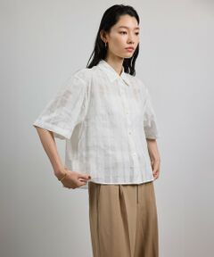 ROPE' / ロペ シャツ・ブラウス | 【洗える】シアーチェッククロップド5分袖シャツ/セットアップ対応