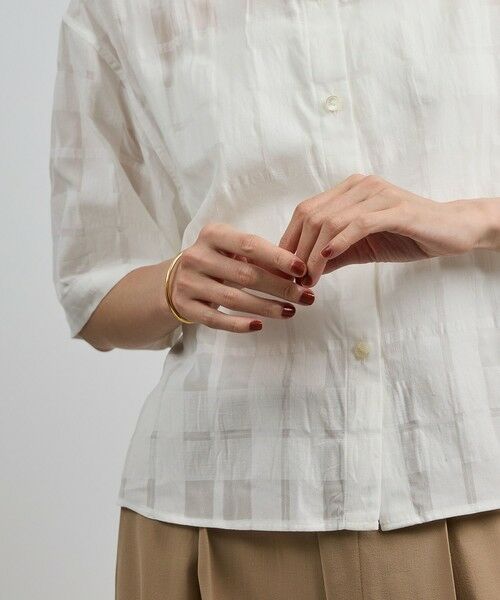 ROPE' / ロペ シャツ・ブラウス | 【洗える】シアーチェッククロップド5分袖シャツ/セットアップ対応 | 詳細10