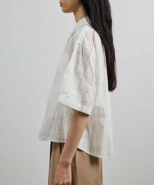 ROPE' / ロペ シャツ・ブラウス | 【洗える】シアーチェッククロップド5分袖シャツ/セットアップ対応 | 詳細12