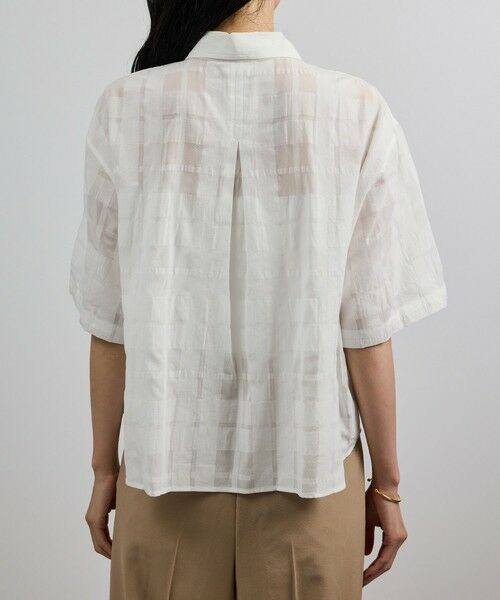 ROPE' / ロペ シャツ・ブラウス | 【洗える】シアーチェッククロップド5分袖シャツ/セットアップ対応 | 詳細13