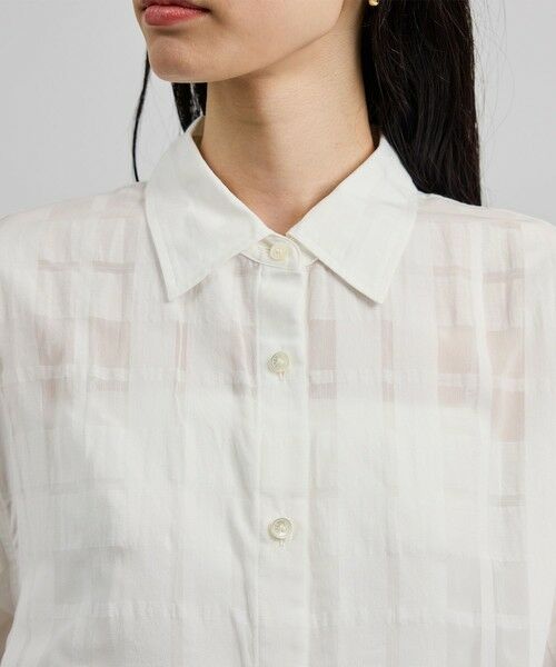 ROPE' / ロペ シャツ・ブラウス | 【洗える】シアーチェッククロップド5分袖シャツ/セットアップ対応 | 詳細14