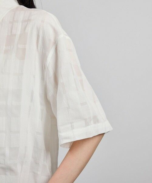 ROPE' / ロペ シャツ・ブラウス | 【洗える】シアーチェッククロップド5分袖シャツ/セットアップ対応 | 詳細15