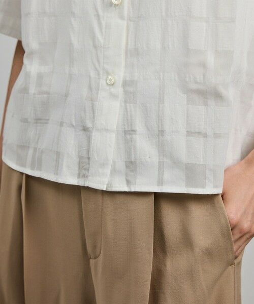 ROPE' / ロペ シャツ・ブラウス | 【洗える】シアーチェッククロップド5分袖シャツ/セットアップ対応 | 詳細16