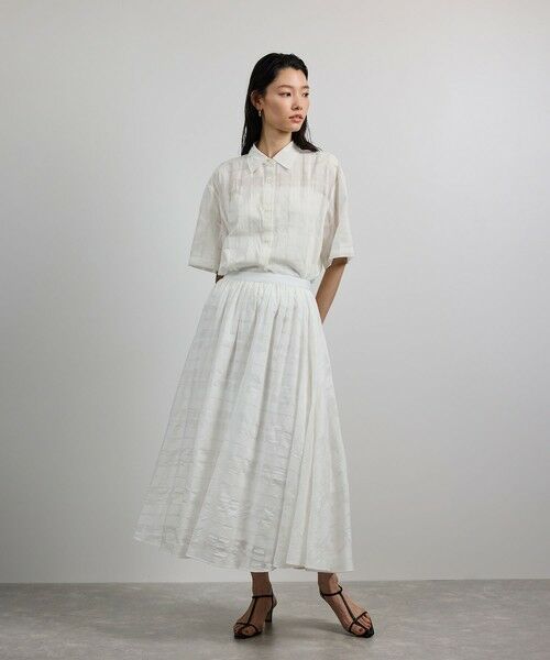 ROPE' / ロペ シャツ・ブラウス | 【洗える】シアーチェッククロップド5分袖シャツ/セットアップ対応 | 詳細18