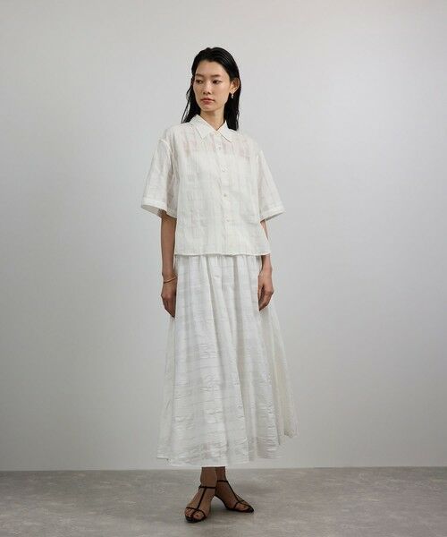 ROPE' / ロペ シャツ・ブラウス | 【洗える】シアーチェッククロップド5分袖シャツ/セットアップ対応 | 詳細19