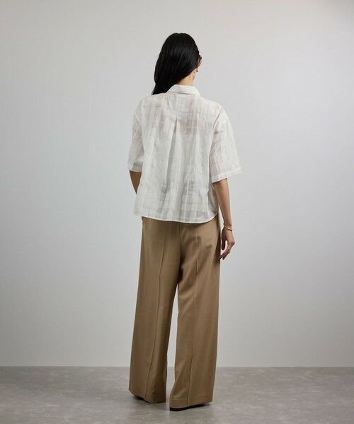 ROPE' / ロペ シャツ・ブラウス | 【洗える】シアーチェッククロップド5分袖シャツ/セットアップ対応 | 詳細22