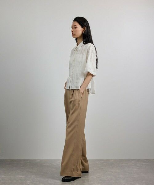 ROPE' / ロペ シャツ・ブラウス | 【洗える】シアーチェッククロップド5分袖シャツ/セットアップ対応 | 詳細4