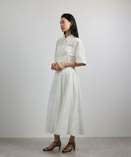 ROPE' / ロペ シャツ・ブラウス | 【洗える】シアーチェッククロップド5分袖シャツ/セットアップ対応 | 詳細8