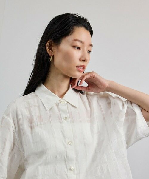 ROPE' / ロペ シャツ・ブラウス | 【洗える】シアーチェッククロップド5分袖シャツ/セットアップ対応 | 詳細9
