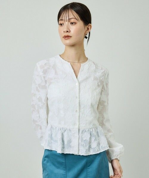ROPE' / ロペ シャツ・ブラウス | ペプラムジャガードブラウス/イージーケア | 詳細4