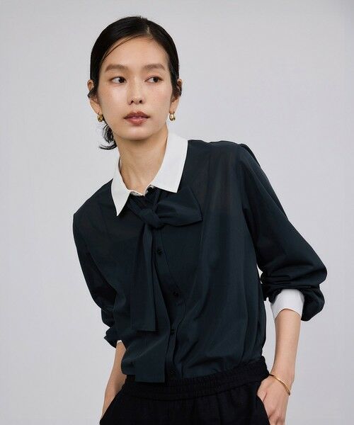 ROPE' / ロペ シャツ・ブラウス | シアートリコットボウタイシャツブラウス/イージーケア | 詳細25