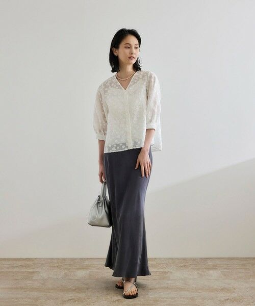 ROPE' / ロペ シャツ・ブラウス | 【WEB・一部店舗限定】フラワージャガードブラウス【セットアップ対応】/洗える | 詳細10