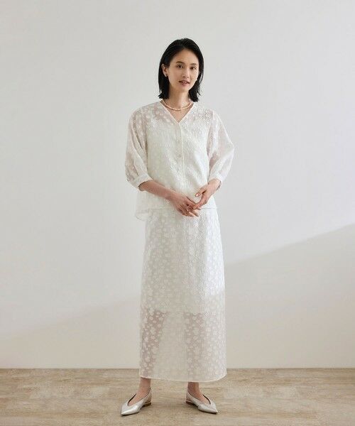 ROPE' / ロペ シャツ・ブラウス | 【WEB・一部店舗限定】フラワージャガードブラウス【セットアップ対応】/洗える | 詳細13