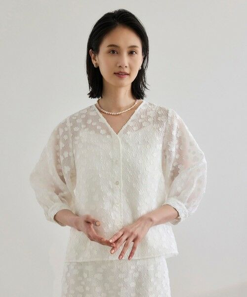 ROPE' / ロペ シャツ・ブラウス | 【WEB・一部店舗限定】フラワージャガードブラウス【セットアップ対応】/洗える | 詳細14