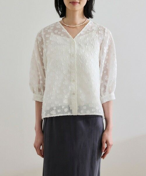 ROPE' / ロペ シャツ・ブラウス | 【WEB・一部店舗限定】フラワージャガードブラウス【セットアップ対応】/洗える | 詳細15