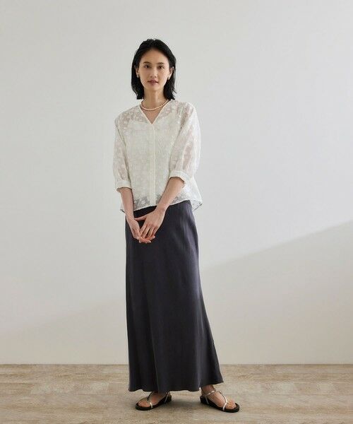 ROPE' / ロペ シャツ・ブラウス | 【WEB・一部店舗限定】フラワージャガードブラウス【セットアップ対応】/洗える | 詳細4