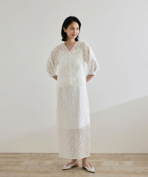 ROPE' / ロペ シャツ・ブラウス | 【WEB・一部店舗限定】フラワージャガードブラウス【セットアップ対応】/洗える | 詳細6