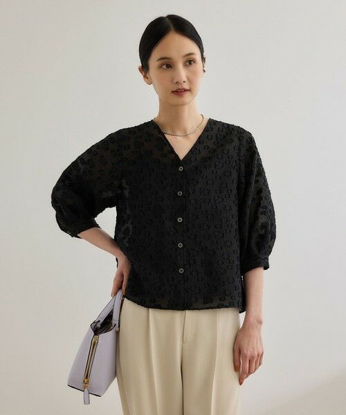 ROPE' / ロペ シャツ・ブラウス | 【WEB・一部店舗限定】フラワージャガードブラウス【セットアップ対応】/洗える | 詳細8