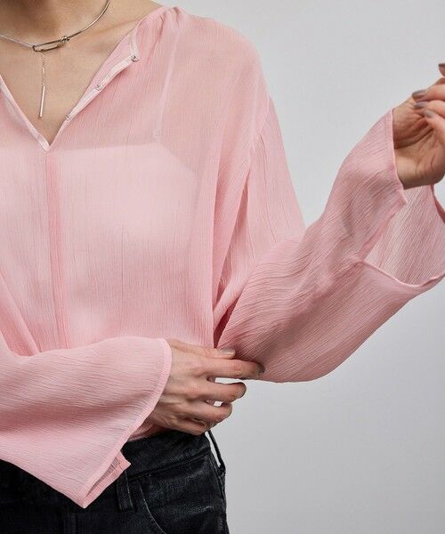 ROPE'/ロペ 【洗える・前後2WAY】楊柳プルオーバー シアーブラウス【WEB・一部店舗限定】 ピンク(63) F ROPE'/ロペ 【洗える・前後2WAY】楊柳プルオーバー シアーブラウス【WEB・一部店舗限定】 ピンク(63) F