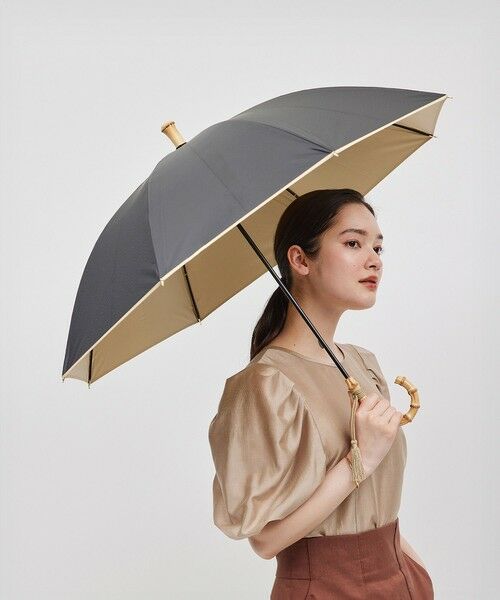 ROPE' / ロペ 傘 | バンブーハンドルバイカラーパラソル（長傘）【晴雨兼用/UVカット】【完全遮光生地】 | 詳細1