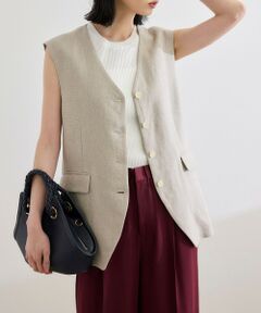 ROPE' / ロペ ベスト | 尾州リネンオーバーロングジレ