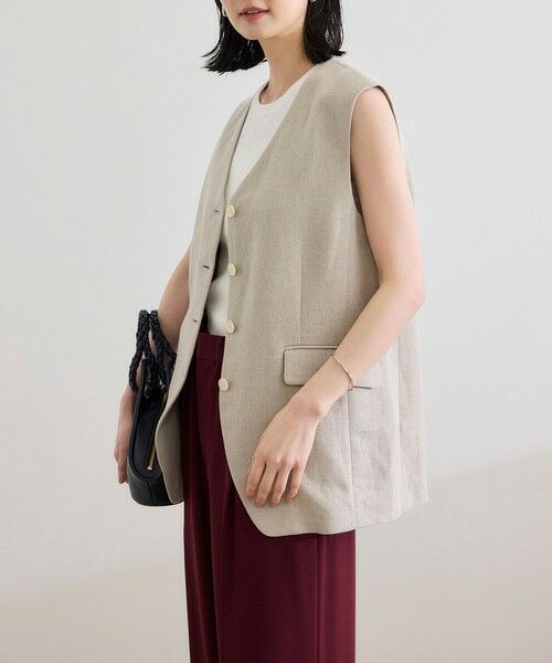 ROPE' / ロペ ベスト | 尾州リネンオーバーロングジレ | 詳細1
