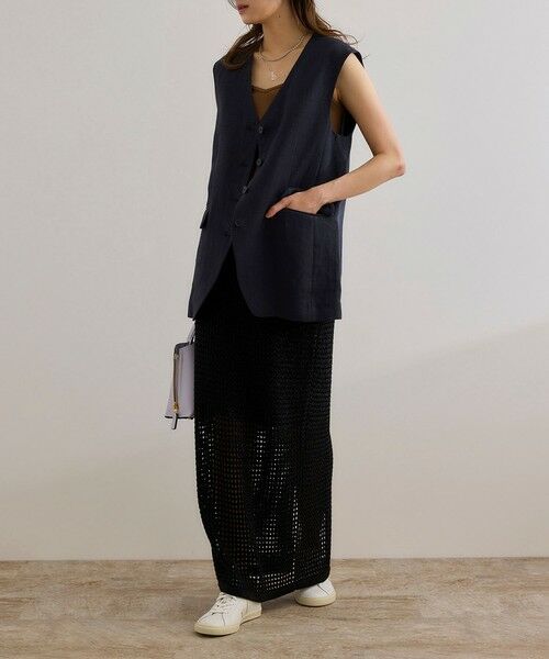 ROPE' / ロペ ベスト | 尾州リネンオーバーロングジレ | 詳細3