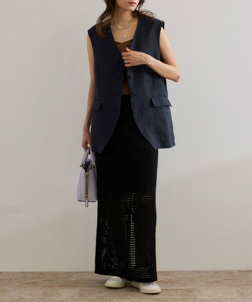 ROPE' / ロペ ベスト | 尾州リネンオーバーロングジレ | 詳細4