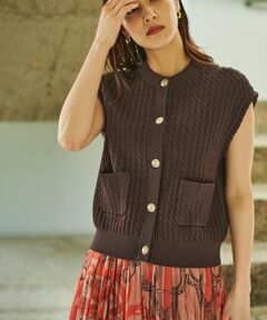 ROPE' / ロペ ベスト | メタルボタン付きケーブルニットベスト