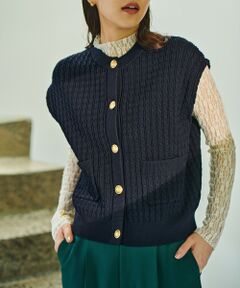 ROPE' / ロペ ベスト | メタルボタン付きケーブルニットベスト