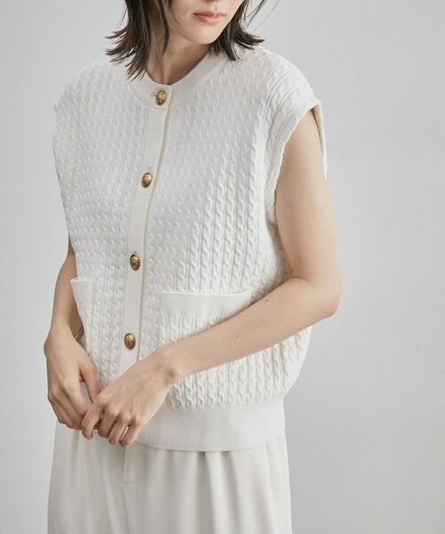 ROPE' / ロペ ベスト | メタルボタン付きケーブルニットベスト | 詳細7