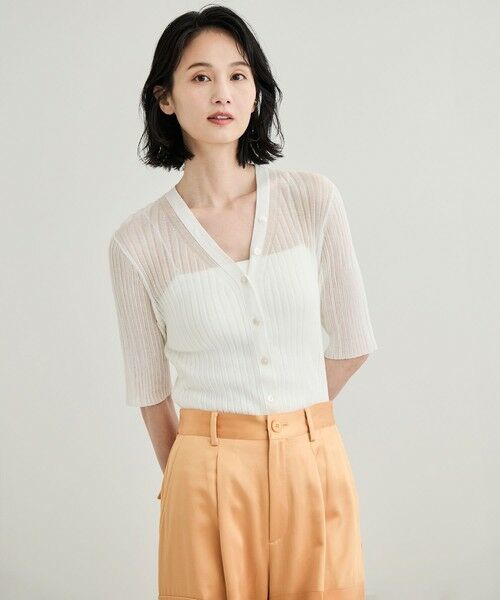 ROPE' / ロペ カーディガン・ボレロ | シアーリブカーディガン/洗える | 詳細3