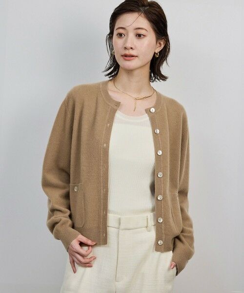ROPE'/ロペ 【一部WEB限定】ウールカシミヤ ブレンドカーディガン/イージーケア キャメル(25) F ROPE'/ロペ 【一部WEB限定】ウールカシミヤ ブレンドカーディガン/イージーケア キャメル(25) F