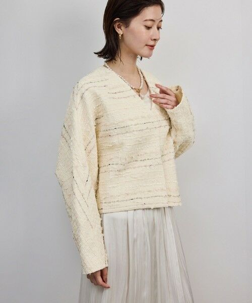 ROPE' / ロペ ノーカラージャケット | MALHIA-KENT(マリアケント) ツイードＶネックジャケット | 詳細4