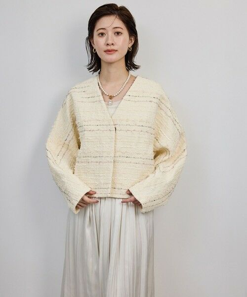 ROPE' / ロペ ノーカラージャケット | MALHIA-KENT(マリアケント) ツイードＶネックジャケット | 詳細5