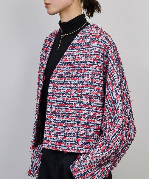 ROPE'/ロペ MALHIA-KENT(マリアケント) ツイードVネックジャケット ネイビー系(41) F ROPE'/ロペ MALHIA-KENT(マリアケント) ツイードVネックジャケット ネイビー系(41) F