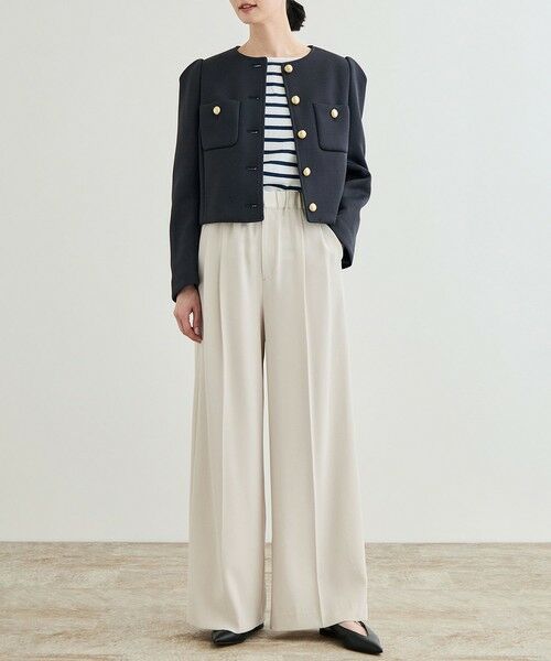 ROPE' / ロペ ノーカラージャケット | 金ボタンニットジャケット | 詳細1