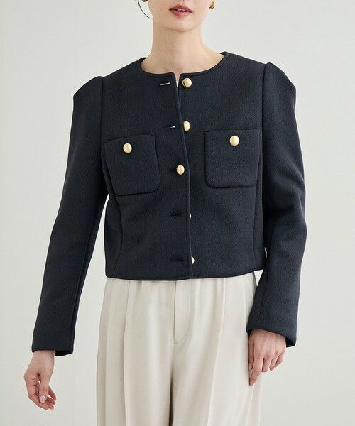 ROPE' / ロペ ノーカラージャケット | 金ボタンニットジャケット | 詳細21