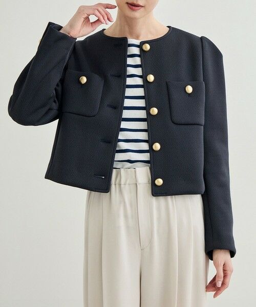 ROPE' / ロペ ノーカラージャケット | 金ボタンニットジャケット | 詳細22