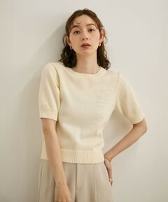 ROPE' / ロペ ニット・セーター | 【洗える】クルーネックミドルゲージ5分袖ニット【オーガニックコットン】/セットイン対応