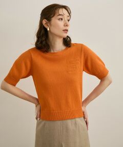 ROPE' / ロペ ニット・セーター | 【洗える】クルーネックミドルゲージ5分袖ニット【オーガニックコットン】/セットイン対応